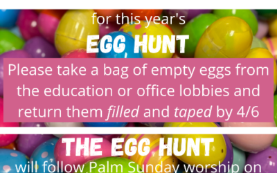 Palm Sunday Easter Egg Hunt with FBC, This Sunday Following Worship!